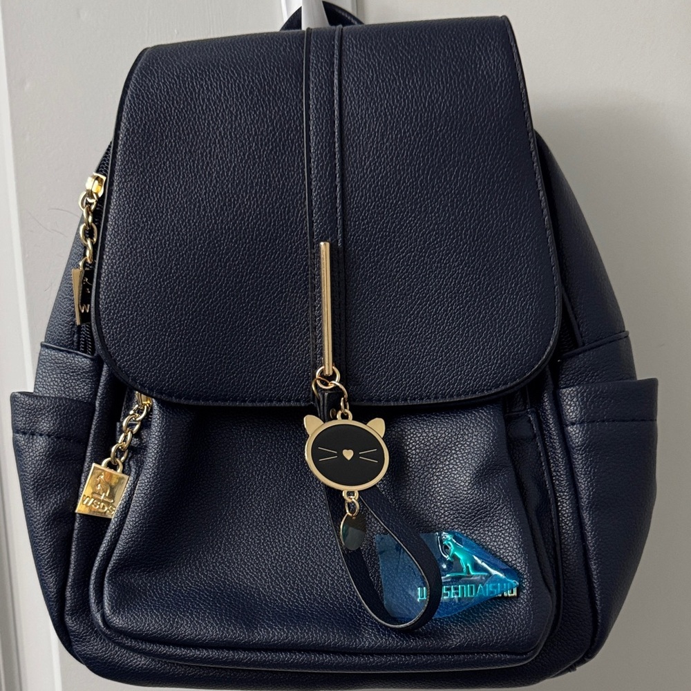 Navy Blue Backpack with Gold Accents!! Beautiful🔥🔥🔥🔥 - Picture 3 of 8